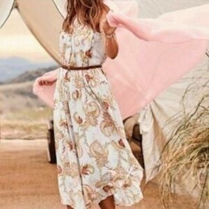 J. Jill Floral Paisley Apron Style Sleeveless Midi Summer Dress Large Petite